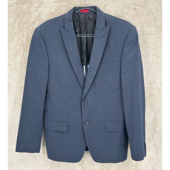 John Varvatos Blazer Mens 44R Navy Check Unlined Sport Coat Suit Jacket Textured